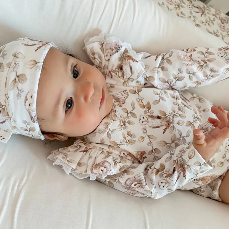 Aster & Oak Barn Owl Flutter Onesie - White - Image 3