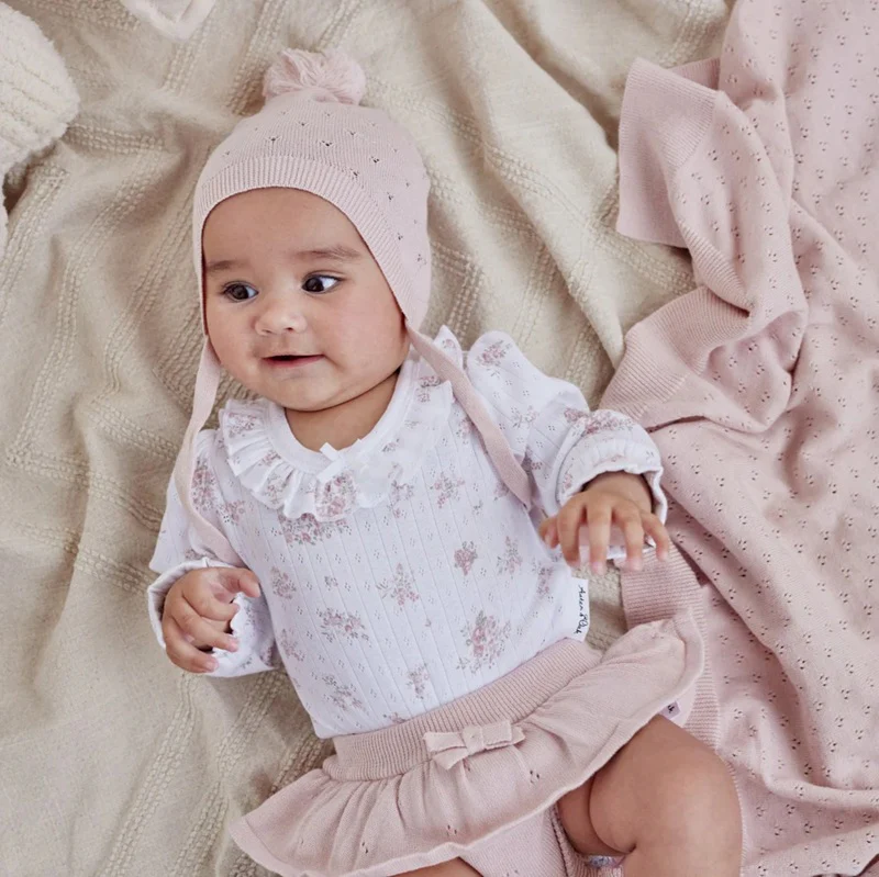 Aster & Oak Rose Blush Knit Bonnet - Rose - Image 3