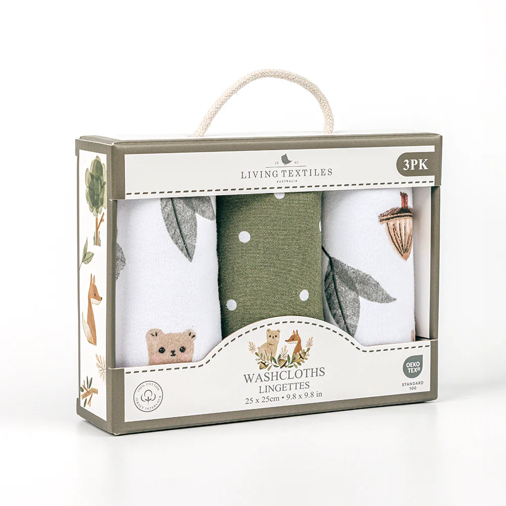 Living Textiles 3 Pack Jersey Wash Cloths - Forest Retreat - Image 4