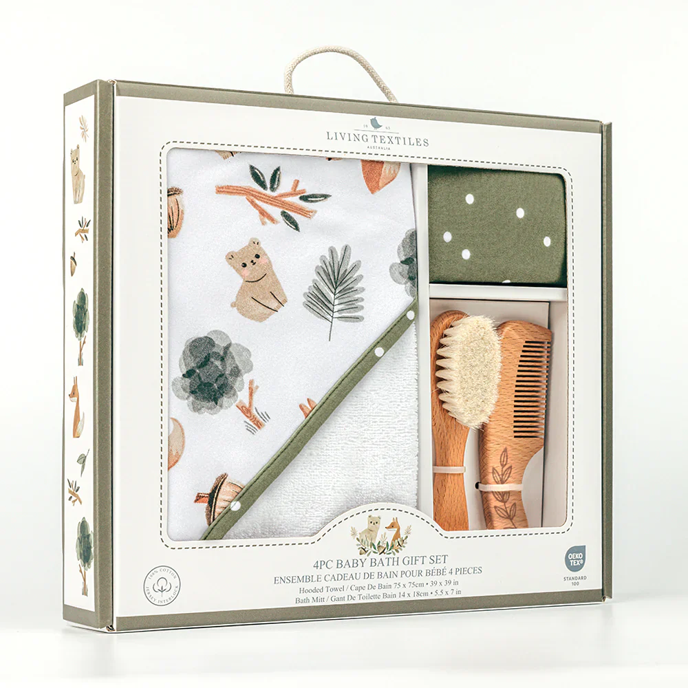 Living Textiles 4pc Baby Bath Gift Set - Forest Retreat - Image 4