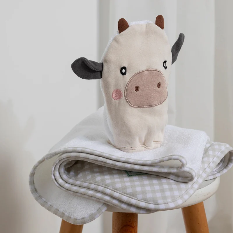 Living Textiles Organic Bath Mitt - Tractor Ride/Cow - Image 4