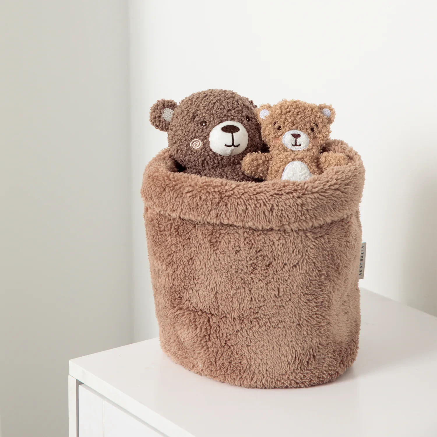 Living Textiles Sherpa Storage Basket Small - Cuddly Bear Brown - Image 3