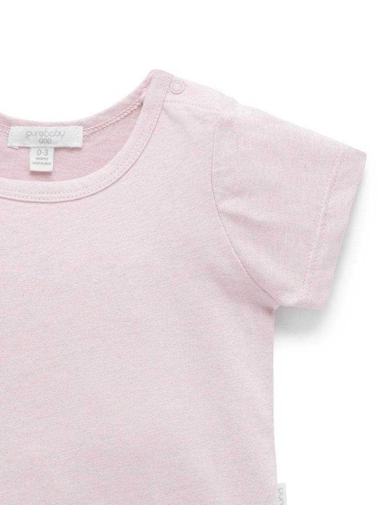 Purebaby Organic Essential Newborn Tee - Soft Pink Melange - Image 3