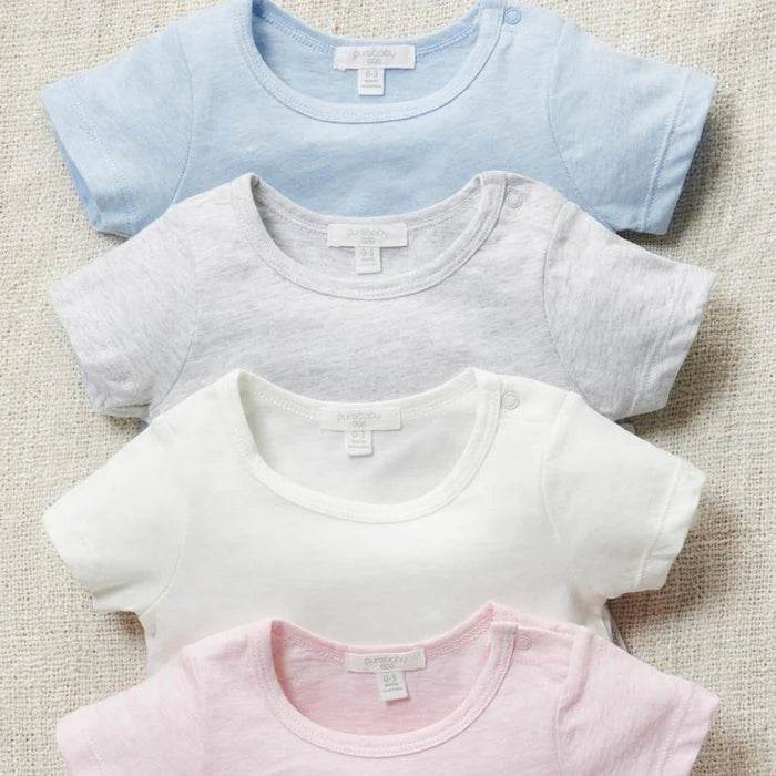 Purebaby Organic Essential Newborn Tee - Soft Pink Melange - Image 5