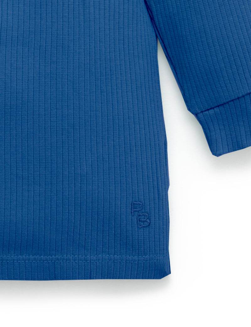 Purebaby Rib Long Sleeve Henley Tee - Waterfall - Image 4