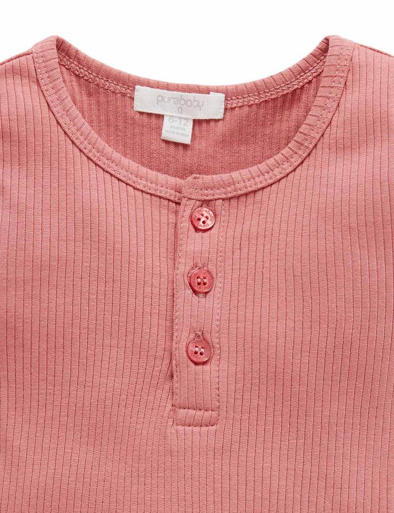Purebaby Rib Short Sleeve Tee - Crabapple - Image 5